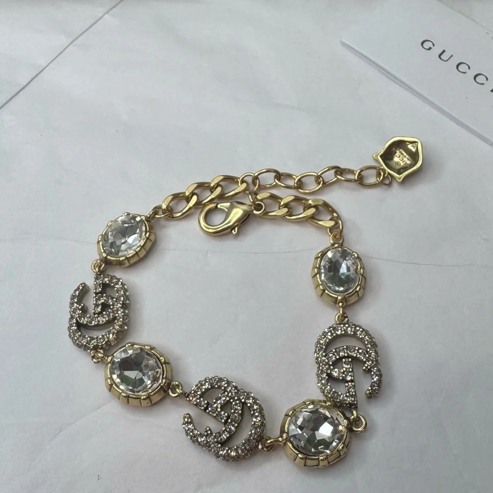 Gucci Crystal-Embellished Gold and Silver Bracelet - Picture 3 of 12